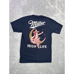 Miller High Life Shirt Mens Sz Medium Girl In The Moon Back Graphic